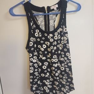 Black/white sunflower tank